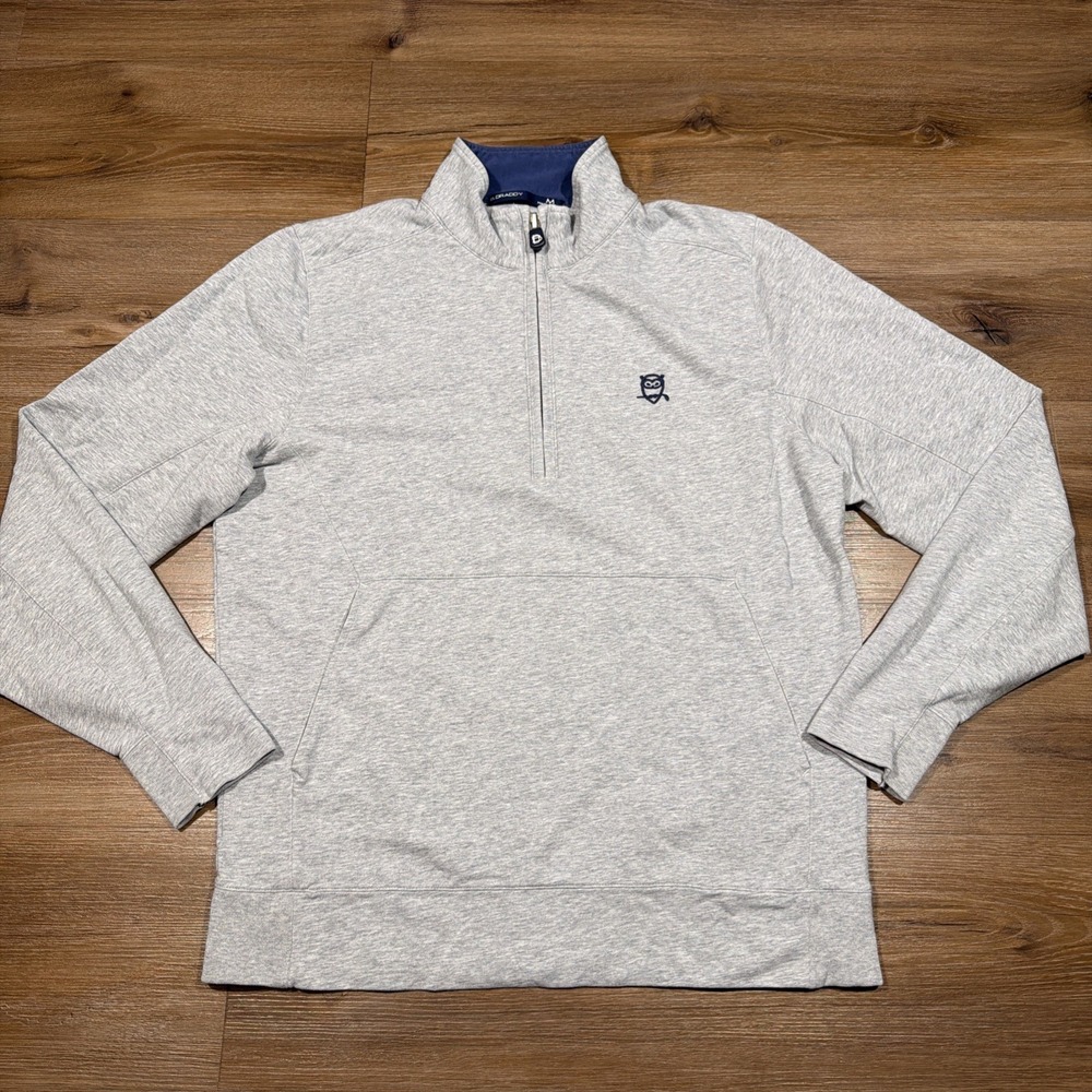 B. Draddy 1/4 Zip Sweatshirt Mens MEDIUM Gray Cotton Golf Pullover OWL GOLF LOGO